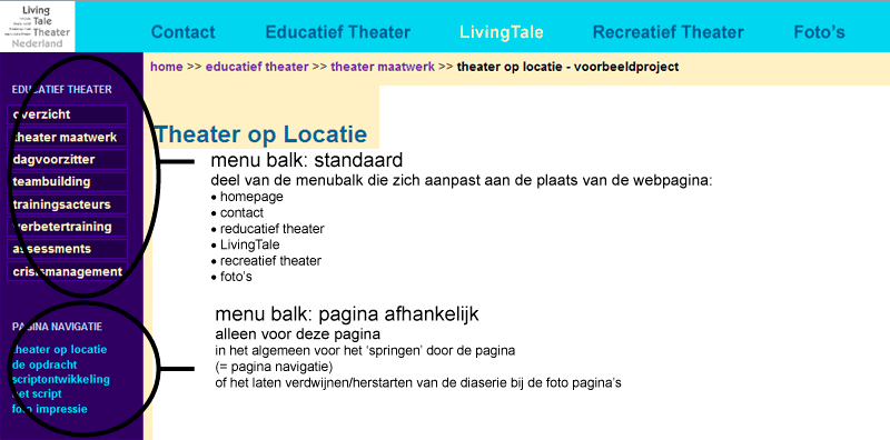 wegwijs: menu balk links